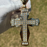 Gothic Gold Tone Cross Iced Out with 5mm Rope Chain